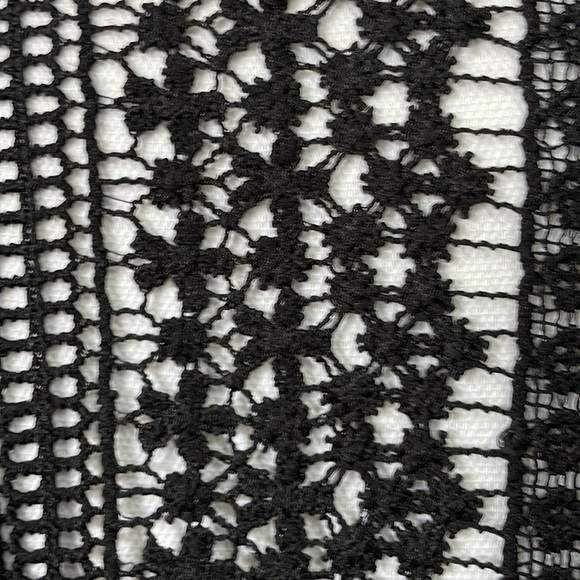 BOHO V-NECK LACE CROCHET BUTTON DOWN FLOWY BELL SLEEVE BLACK BLOUSE - Picture 5 of 12